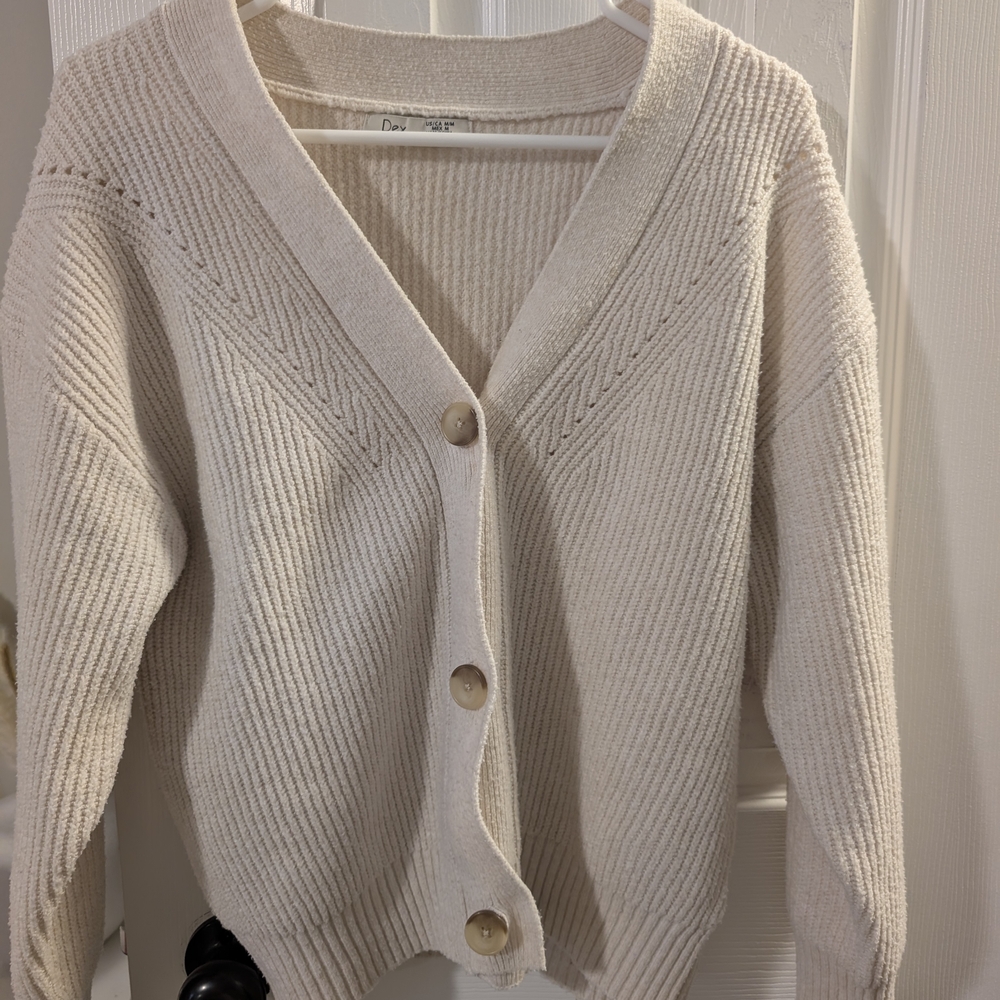 Dex Cream Button-Up Cardigan